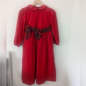 Lands end Red velvet dress size 10 girls with bow Christmas dress